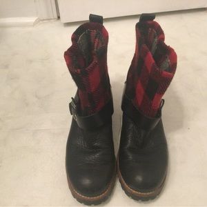 Woolrich buffalo plaid and leather boots